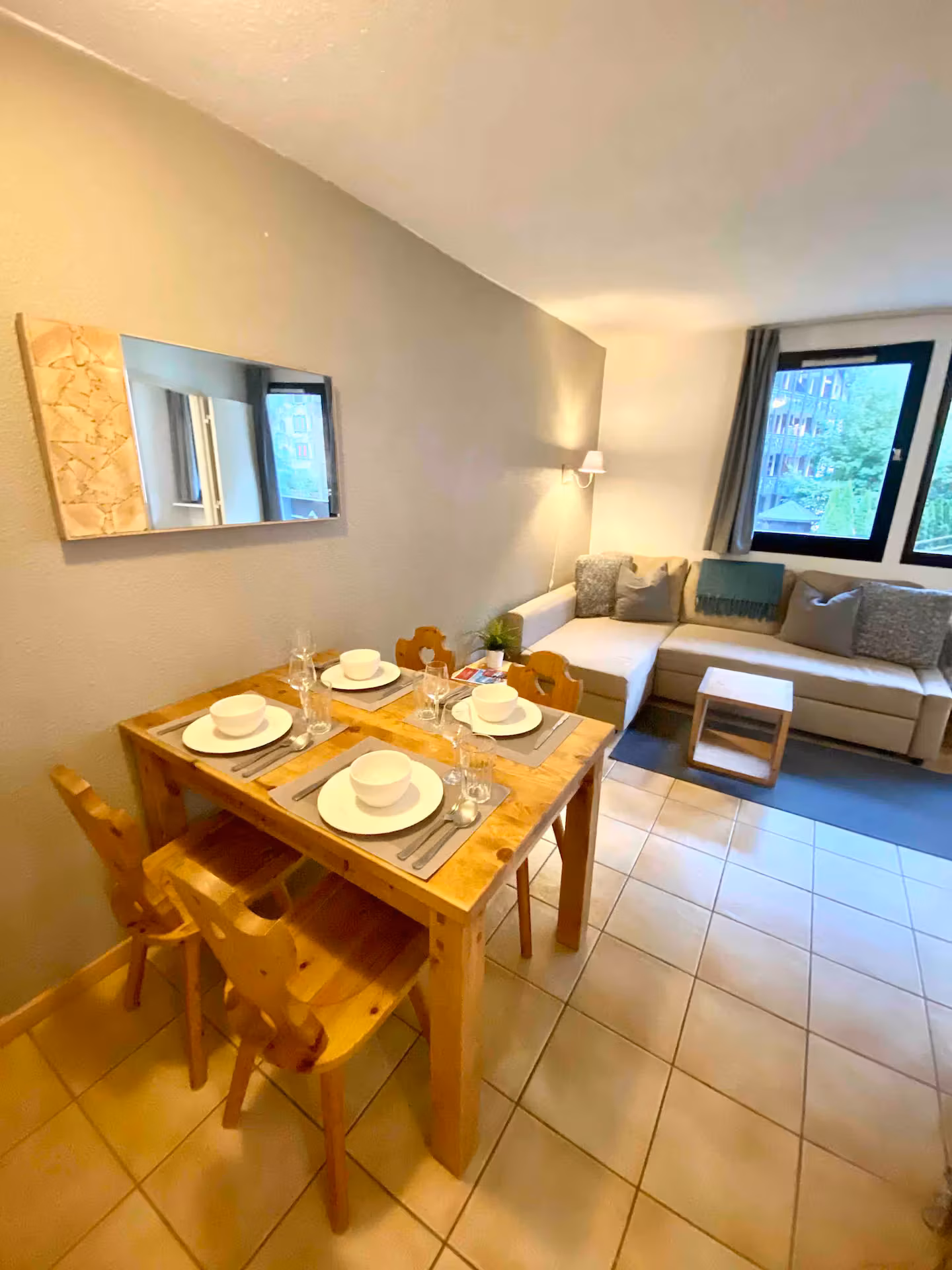 Living area — sofa and dining